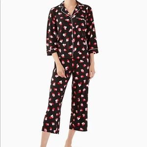 Kate spade flutter hearts 3/4 sleeve cropped pj set